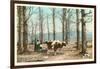 Oxen at Maple Sugar Camp, Vermont-null-Framed Art Print