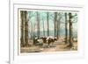 Oxen at Maple Sugar Camp, Vermont-null-Framed Premium Giclee Print