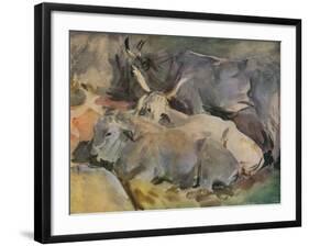 'Oxen at Siena', c1910-John Singer Sargent-Framed Giclee Print