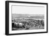 Oxen Being Yoked up in a Corral of Covered Wagons in a Painting by W. H. Jackson, Scotts Bluff, Neb-William Henry Jackson-Framed Giclee Print