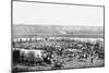 Oxen Being Yoked up in a Corral of Covered Wagons in a Painting by W. H. Jackson, Scotts Bluff, Neb-William Henry Jackson-Mounted Giclee Print