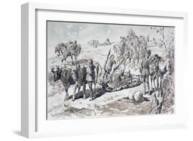 Oxen Drawing a Primitive Sled Laden with Rocks, 1886-Armand Jean Heins-Framed Giclee Print