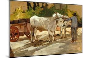 Oxen in Yard-Giovanni Fattori-Mounted Giclee Print