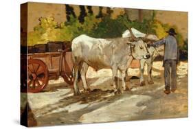 Oxen in Yard-Giovanni Fattori-Stretched Canvas