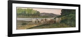 Oxen Near the Arno River-Giovanni Fattori-Framed Giclee Print