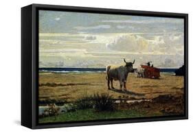 Oxen on Beach-Giuseppe Abbati-Framed Stretched Canvas