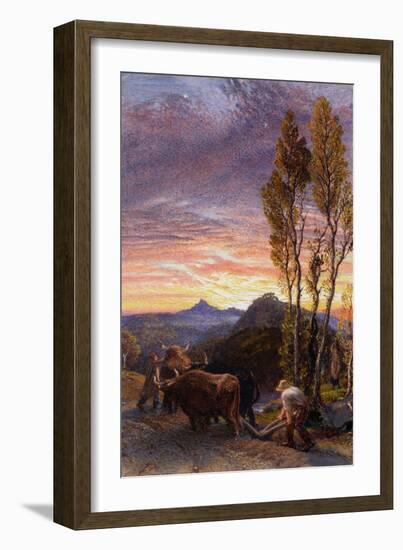 Oxen Ploughing at Sunset-Samuel Palmer-Framed Giclee Print