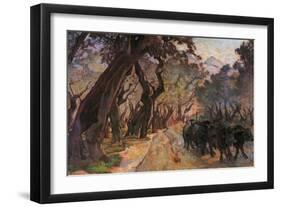 Oxes Among Olive Trees-null-Framed Giclee Print