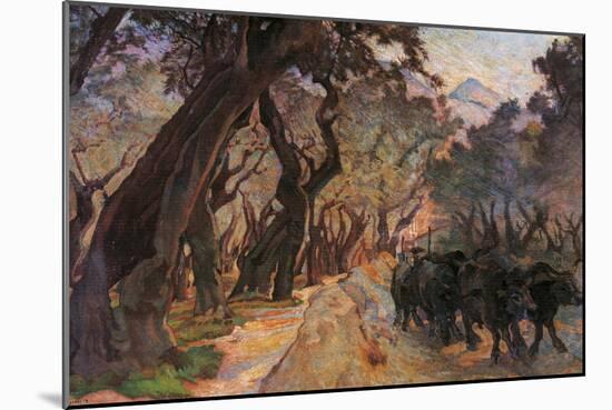 Oxes Among Olive Trees-null-Mounted Giclee Print