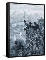 Oxford and Cambridge boat race by Doré-Gustave Dore-Framed Stretched Canvas