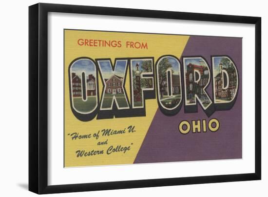 Oxford, Ohio - Miami U & Western College-Lantern Press-Framed Art Print