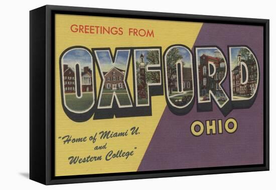 Oxford, Ohio - Miami U & Western College-Lantern Press-Framed Stretched Canvas