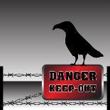 Danger Plate and Crow-oxlock-Art Print