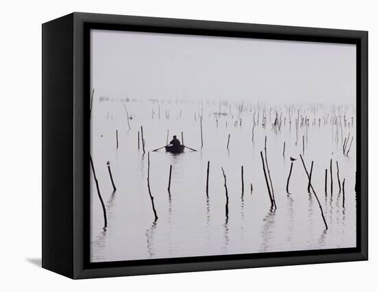 Oyster Beds, Arcachon, Gironde, Aquitaine, France-Adam Woolfitt-Framed Stretched Canvas