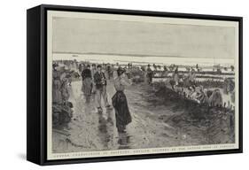 Oyster Cultivation in Brittany, English Visitors at the Oyster Beds at Cancale-null-Framed Stretched Canvas