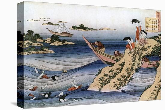 Oyster Fishing, C1785-1849-Katsushika Hokusai-Stretched Canvas