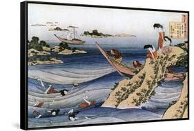 Oyster Fishing, C1785-1849-Katsushika Hokusai-Framed Stretched Canvas