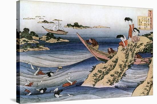 Oyster Fishing, C1785-1849-Katsushika Hokusai-Stretched Canvas