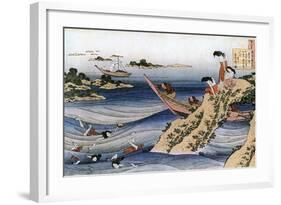 Oyster Fishing, C1785-1849-Katsushika Hokusai-Framed Giclee Print