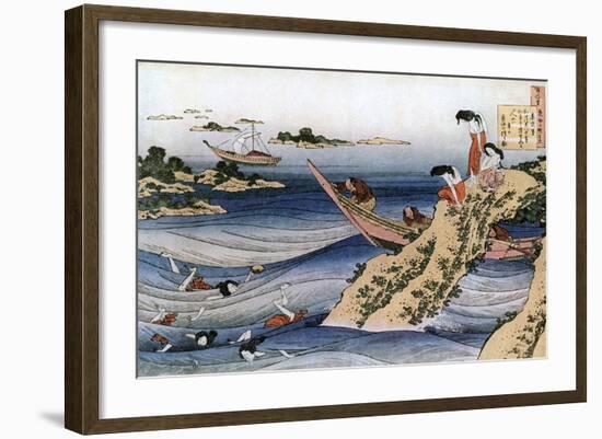 Oyster Fishing, C1785-1849-Katsushika Hokusai-Framed Giclee Print