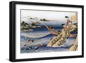 Oyster Fishing, C1785-1849-Katsushika Hokusai-Framed Giclee Print