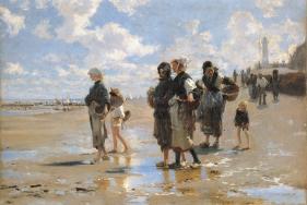 Oyster Gatherers of Cancale-John Singer Sargent-Framed Textured Art