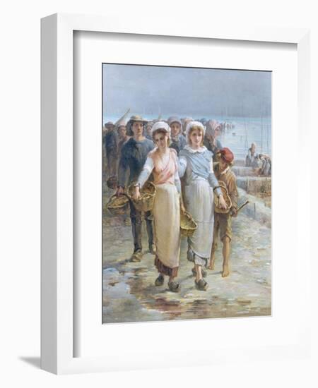 Oyster Girls at Cancale-Francois Nicolas Augustin Feyen-Perrin-Framed Giclee Print