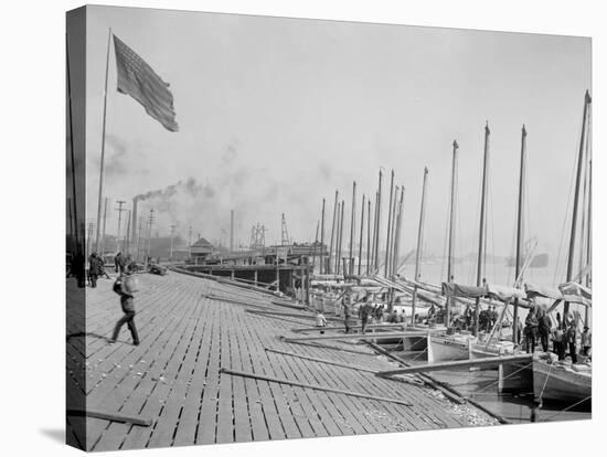 Oyster Luggers at the Levee, New Orleans-null-Stretched Canvas