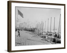 Oyster Luggers at the Levee, New Orleans-null-Framed Photo