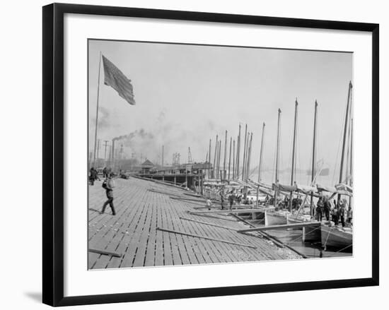 Oyster Luggers at the Levee, New Orleans-null-Framed Photo