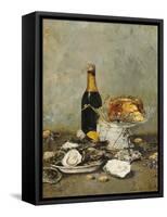 Oysters, Cake and a Bottle of Champagne, 1891-Victor Morenhout-Framed Stretched Canvas