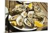 Oysters (huitres) ready to eat, thousands of tons of the shellfish are grown annually here, Ile de -Robert Francis-Mounted Photographic Print