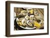 Oysters (huitres) ready to eat, thousands of tons of the shellfish are grown annually here, Ile de -Robert Francis-Framed Photographic Print