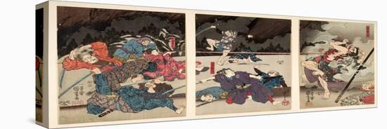 P.216-1955 the Death of Yamanaka Dankuro, Triptych-Kuniyoshi Utagawa-Stretched Canvas