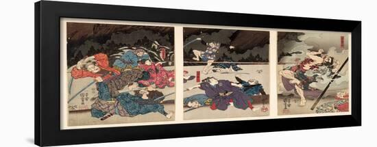 P.216-1955 the Death of Yamanaka Dankuro, Triptych-Kuniyoshi Utagawa-Framed Giclee Print