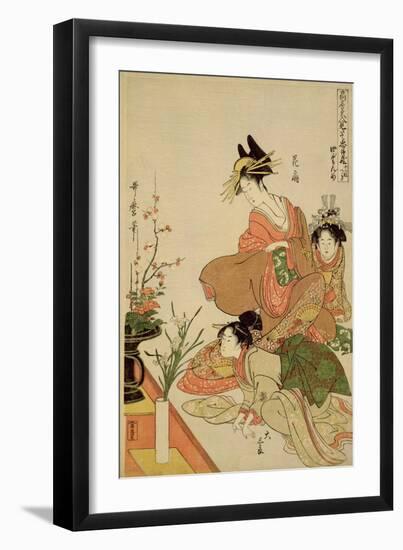 P.351-1945 Scene 4, Comparison of Celebrated Beauties and the Loyal League, C.1797-Kitagawa Utamaro-Framed Giclee Print