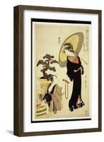 P.352-1945 Scene 5, Comparison of Celebrated Beauties and the Loyal League, C.1797-Kitagawa Utamaro-Framed Giclee Print