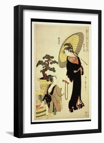 P.352-1945 Scene 5, Comparison of Celebrated Beauties and the Loyal League, C.1797-Kitagawa Utamaro-Framed Giclee Print