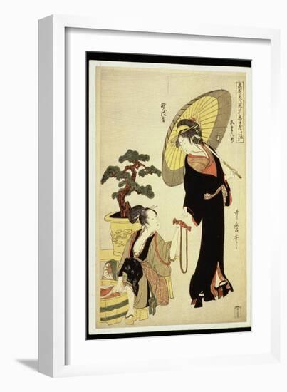 P.352-1945 Scene 5, Comparison of Celebrated Beauties and the Loyal League, C.1797-Kitagawa Utamaro-Framed Giclee Print