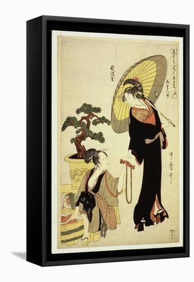 P.352-1945 Scene 5, Comparison of Celebrated Beauties and the Loyal League, C.1797-Kitagawa Utamaro-Framed Stretched Canvas