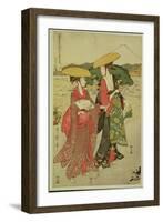 P.355-1945 Scene 8, Comparison of Celebrated Beauties and the Loyal League, C.1797-Kitagawa Utamaro-Framed Giclee Print