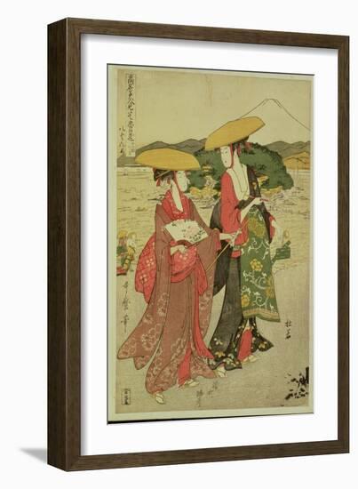 P.355-1945 Scene 8, Comparison of Celebrated Beauties and the Loyal League, C.1797-Kitagawa Utamaro-Framed Giclee Print