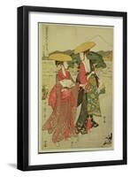 P.355-1945 Scene 8, Comparison of Celebrated Beauties and the Loyal League, C.1797-Kitagawa Utamaro-Framed Giclee Print