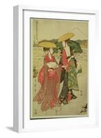 P.355-1945 Scene 8, Comparison of Celebrated Beauties and the Loyal League, C.1797-Kitagawa Utamaro-Framed Giclee Print