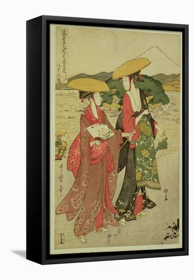 P.355-1945 Scene 8, Comparison of Celebrated Beauties and the Loyal League, C.1797-Kitagawa Utamaro-Framed Stretched Canvas