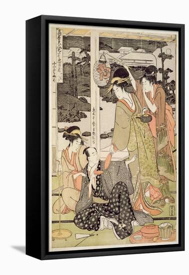 P.359-1945 Scene 12, Comparison of Celebrated Beauties and the Loyal League, C.1797-Kitagawa Utamaro-Framed Stretched Canvas