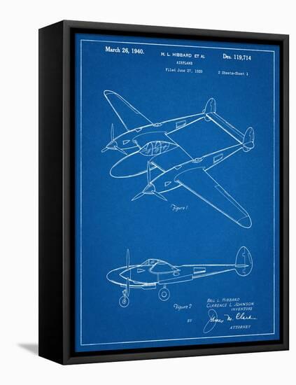 P-38 Airplane Patent-null-Framed Stretched Canvas