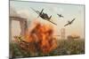 P-47 Thunderbolts Attacking German Jagdpanther Tanks During World War Ii-null-Mounted Art Print