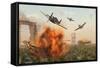 P-47 Thunderbolts Attacking German Jagdpanther Tanks During World War Ii-null-Framed Stretched Canvas