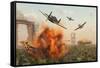 P-47 Thunderbolts Attacking German Jagdpanther Tanks During World War Ii-null-Framed Stretched Canvas